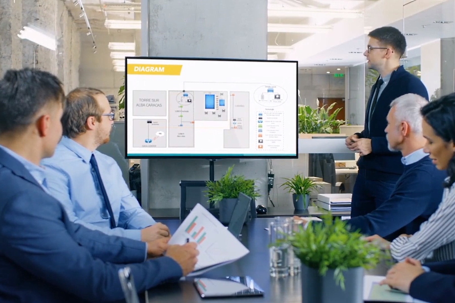 Professional cleaner mopping floor